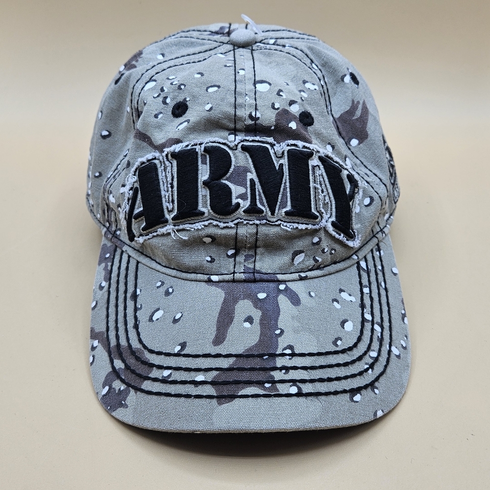 US Army Brown Camo Baseball Hat Cap Fitted Curved Brim 3D Logo Men L-XL
